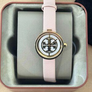 Tory Burch TBW4030 Reva Double Wrap Leather Strap Watch Nude